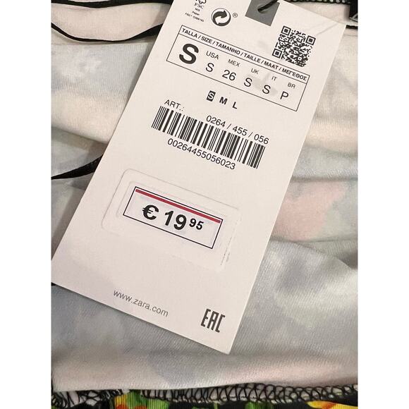 Zara Yellow Green Floral Print Cross Neck Halter Backless Bodysuit Size S NWT - Picture 5 of 6